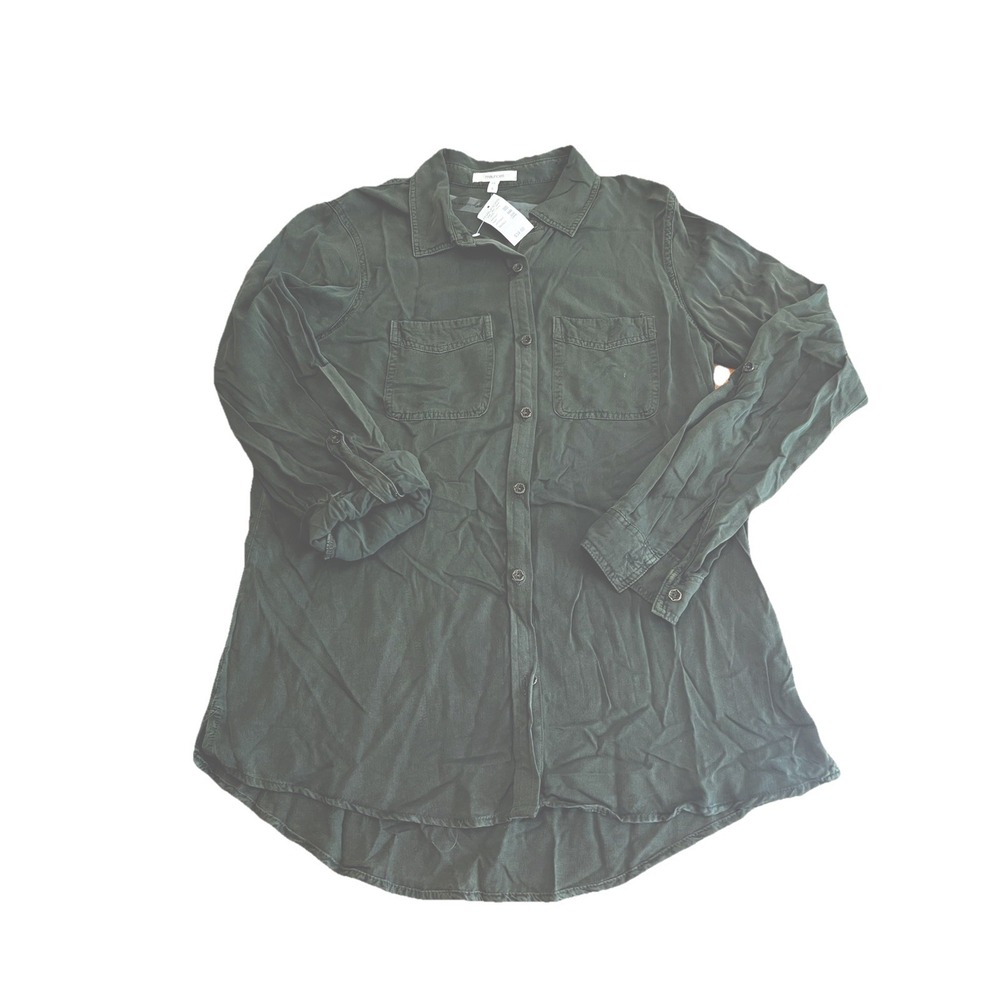 Maurices NWT Military Green Shirt Button Up Long Roll Up Sleeve Grunge Womens SM